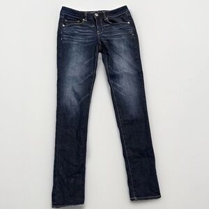 American Eagle Womens Jeans Super Stretch 4 L Long Dark Wash Low Rise Skinny